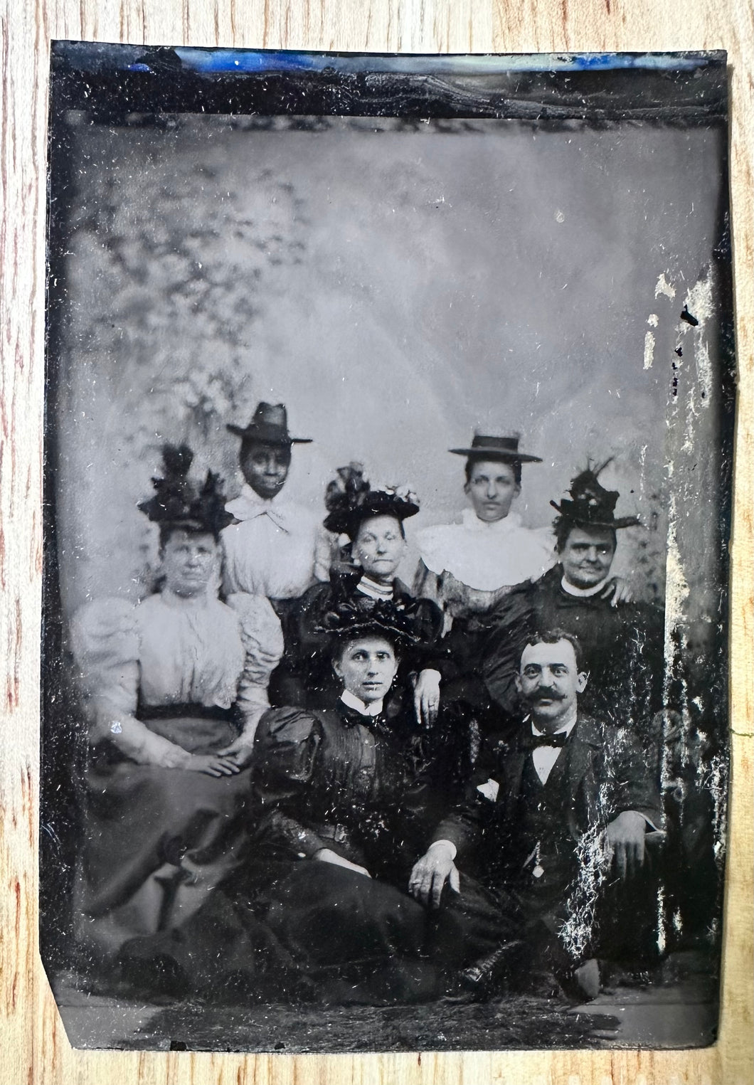 Antique Tintype Photo Friends incl African American Woman Lake Hopatcong NJ 1897