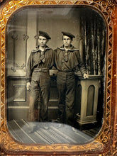 Load image into Gallery viewer, Excellent 1/4 Ruby Ambrotype of Two Civil War Sailor Friends
