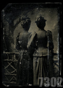 Tintype: Two Women with Backs Turned to Camera
