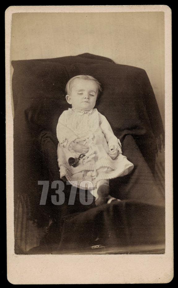 Post Mortem CDV Little Girl with Toy Bell 1870s Pennsylvania