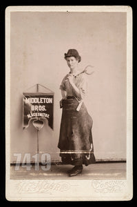 Michigan Banner Lady with Blacksmith Advertising Sign Occupational