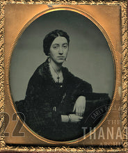 Load image into Gallery viewer, 1/6 Ambrotype Beautiful Woman in Mourning Dress &amp; Cross 1850s
