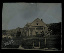 Load image into Gallery viewer, Large Tintype of a House 1870s Painted Folk Art Sky
