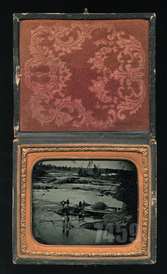 Outdoor River Scene 1850s Ambrotype Photo Rare Down River Niagara Falls? 1800s