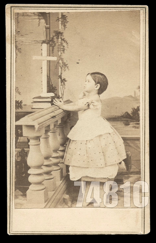 Unusual 1860s CDV Praying Girl with Large Cross