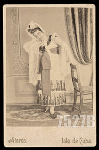 CUBA 1890s Cabinet Card Photo Crossdressing Man in Drag Dressed as Woman Rare