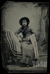 Very Unusual Tintype Man Dressed as a Woman 1870s