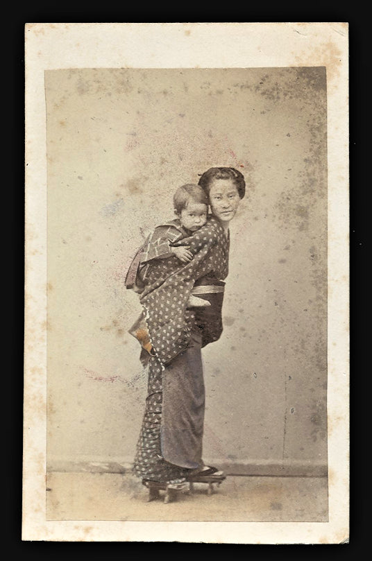 1860s c.1870 CDV Japanese Woman & Child By Beato