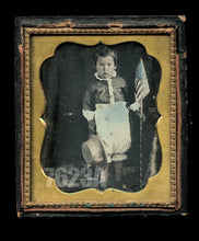 Load image into Gallery viewer, Special &amp; Rare c1850 Daguerreotype Boy Holding 31 Star US Flag California Statehood
