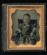 Sad Post Mortem Ambrotype Little Boy in Chair, 1850s