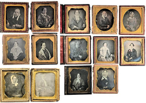 Lot of 14 Daguerreotypes of Women, 1/6 Plate