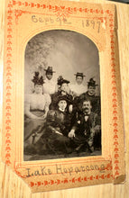 Load image into Gallery viewer, Antique Tintype Photo Friends incl African American Woman Lake Hopatcong NJ 1897
