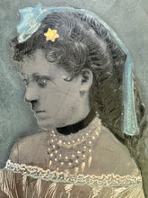 Load image into Gallery viewer, Full Plate Tintype Woman In Profile Painted Star In Long Hair Off Shoulder Dress
