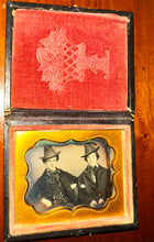Load image into Gallery viewer, Two Men Unusual Hats Sealed 1/9 Daguerreotype Photo Handsome Friends 1850s
