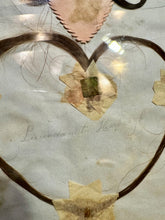 Load image into Gallery viewer, Antique Burning Hearts Hair Memorial in Frame / 1830s Ohio / Two ID&#39;d People
