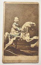 Load image into Gallery viewer, Happy Little Boy Riding Great Toy Rocking Horse CDV New York
