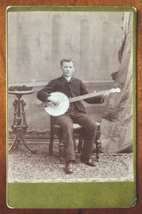 Antique Photo Young Banjo Player Cabinet Card San Luis Obispo California
