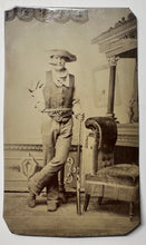 Load image into Gallery viewer, Tough Cowboy with Ammo Belt &amp; Rifle Awesome Pose Tintype
