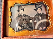 Load image into Gallery viewer, Two Men Unusual Hats Sealed 1/9 Daguerreotype Photo Handsome Friends 1850s
