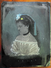 Load image into Gallery viewer, Full Plate Tintype Woman In Profile Painted Star In Long Hair Off Shoulder Dress
