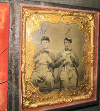 Load image into Gallery viewer, Two Armed Civil War Soldiers 1/6 1860s Tintype Photo Soldier
