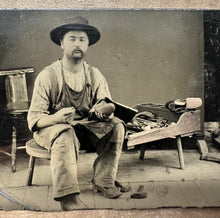 Load image into Gallery viewer, Rare Occupational Tintype Shoe Maker at Work in Shop
