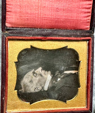 Load image into Gallery viewer, 1840s Post Mortem Daguerreotype Photo of a Man in Profile - Plumbe Case?
