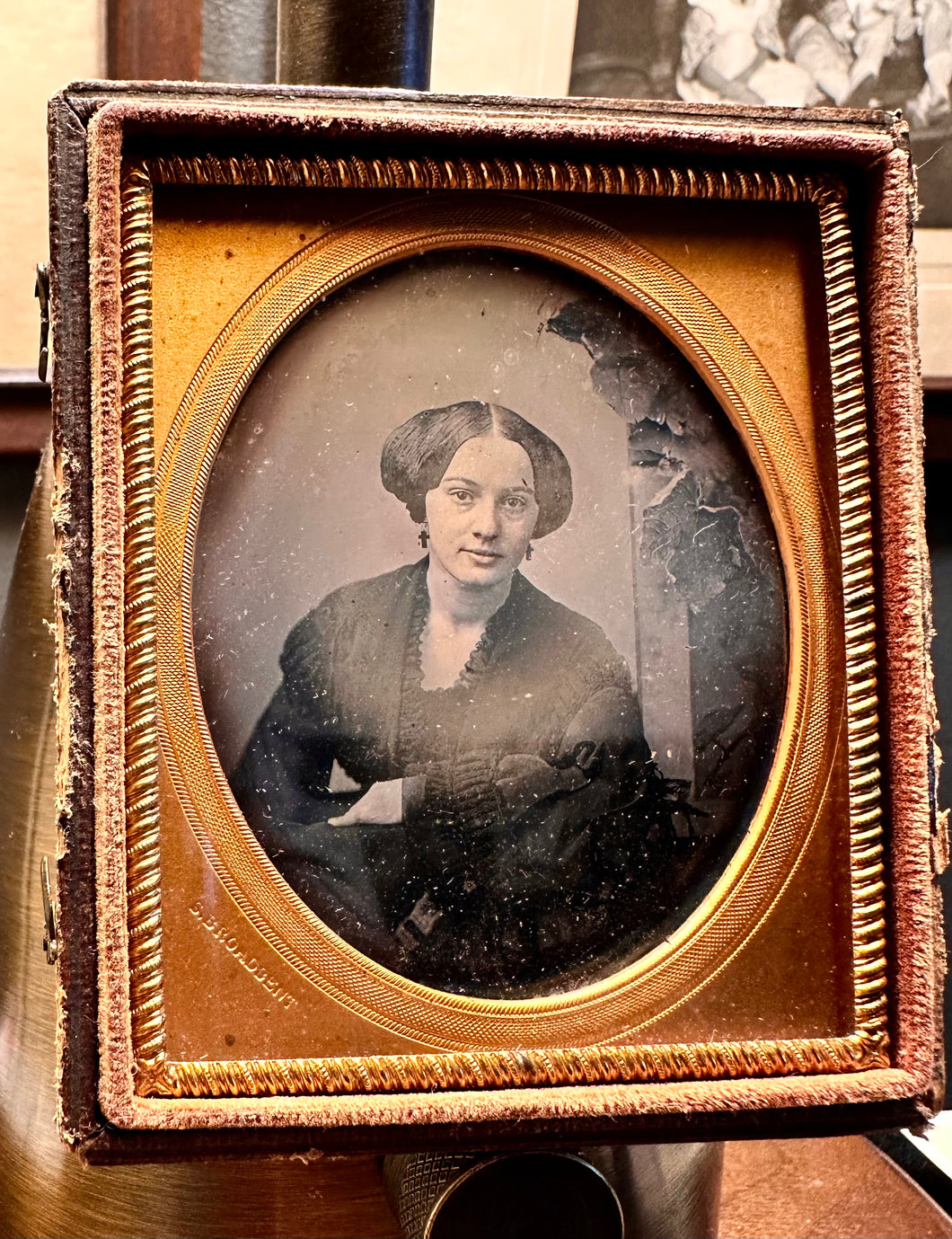 Pretty Woman in Mourning Dress By BROADBENT 1/6 Plate Daguerreotype