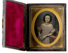 Load image into Gallery viewer, Tinted Ambrotype Photo Pretty Little Girl Leather Case Color 1850s Rare
