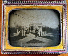 Load image into Gallery viewer, Half Plate Ambrotype People &amp; Dog in Front of House Dorchester Massachusetts
