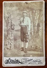 Load image into Gallery viewer, ID&#39;d Baseball Player in Uniform with Mask 1890s Cabinet Card Newark Ohio
