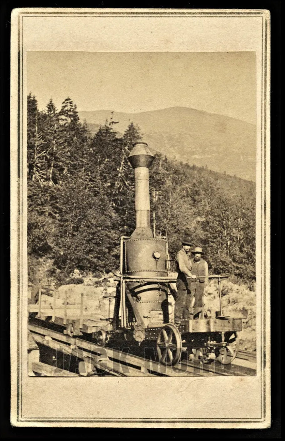 Very Rare CDV Format! Kilburn 1860s Vertical Engine Mt. Washington Cog Railroad