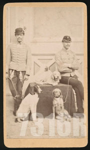 Great CDV, Soldiers & 3 Hunting or Military Guard Dogs 1800s Photo