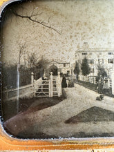 Load image into Gallery viewer, Half Plate Ambrotype People &amp; Dog in Front of House Dorchester Massachusetts
