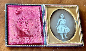 Cased 1/4 Daguerreotype of a Little Girl with Curls in Hair, 1850s