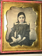 Load image into Gallery viewer, Little Girl Holding a Bird - Pigeon or Dove 1/6 Daguerreotype
