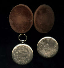 Load image into Gallery viewer, Miniature Photos Daguerreotype of Man in Gold Locket Tintype Woman Velvet Case
