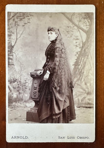 Long Hair Woman San Luis Obispo California Photographer 1880s Cabinet Card Photo