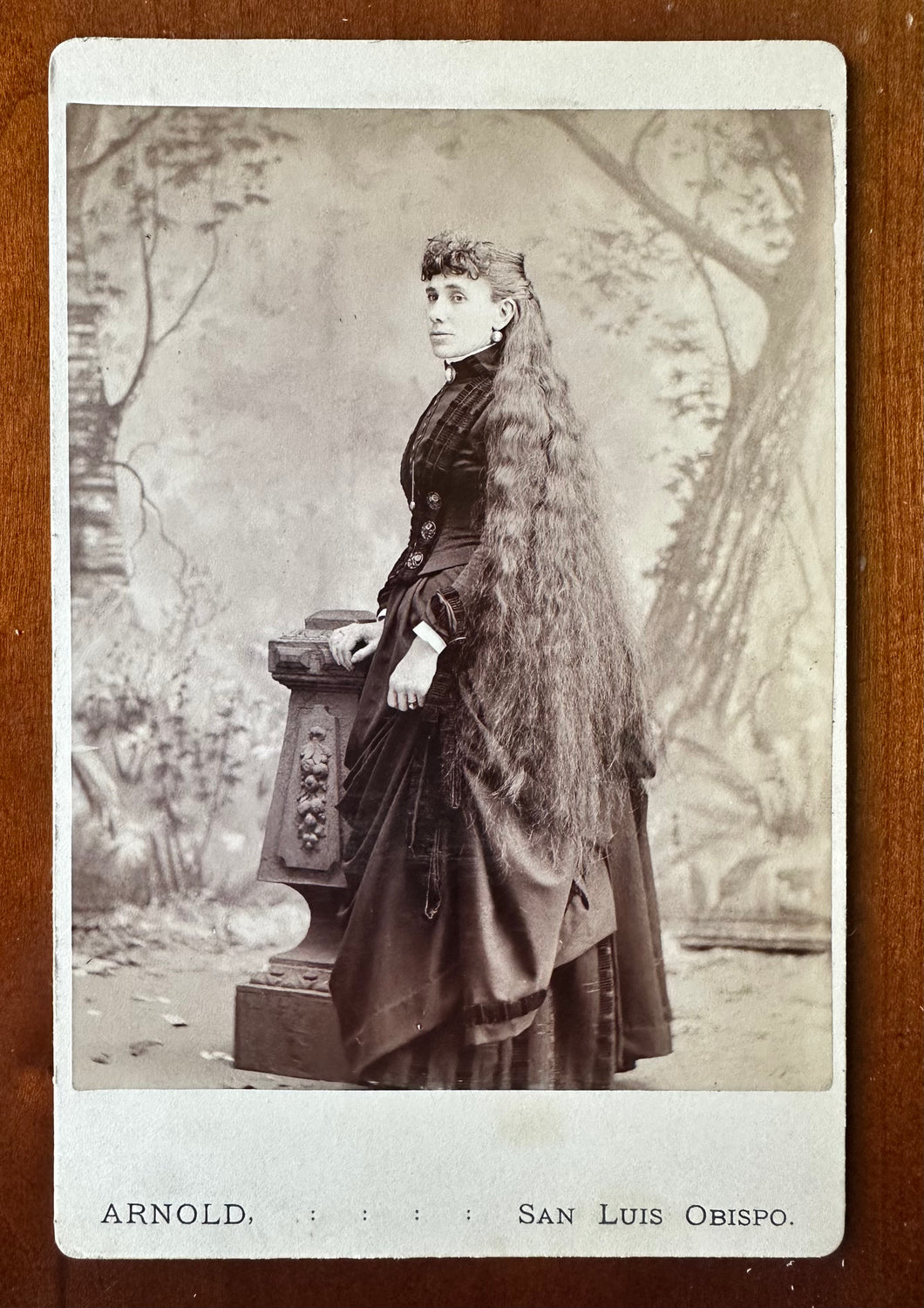 Long Hair Woman San Luis Obispo California Photographer 1880s Cabinet Card Photo