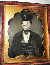 Load image into Gallery viewer, Cool Cigar Smoking Character in Slicker Hat 6th Plate Daguerreotype
