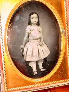 Cased 1/4 Daguerreotype of a Little Girl with Curls in Hair, 1850s