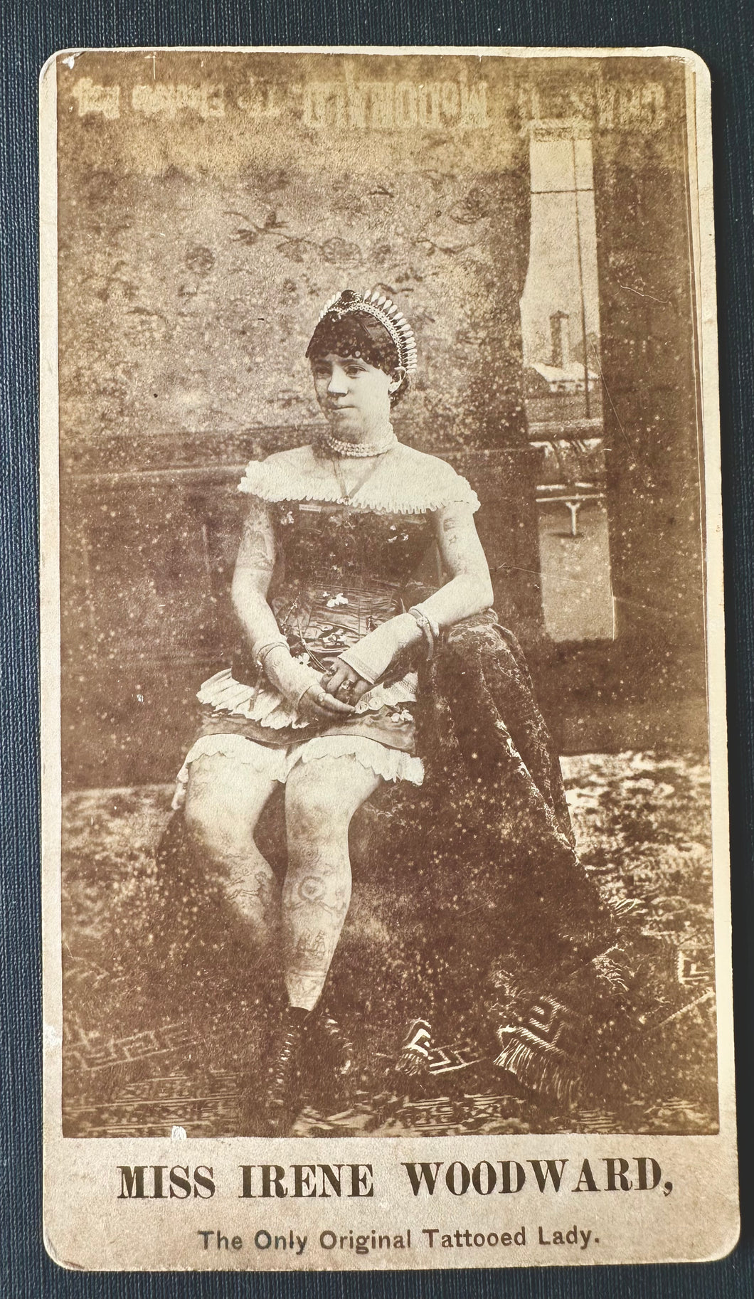 ID'd Tattooed Lady Rare Promenade Mount Cabinet Card Photo