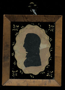 Rare 1800s AMERICAN FOLK ART MINIATURE PORTRAIT SILHOUETTE IN FRAME 1830s 1840s