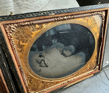 Load image into Gallery viewer, Double Post Mortem 1/4 Tintypes - Little ID&#39;d Girl or Brother &amp; Sister / Tied Hands
