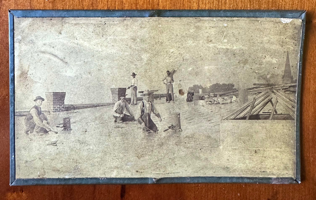 Interesting Occupational Cabinet Card of Roof Workers - RARE!