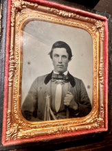 Load image into Gallery viewer, Civil War Era Tintype Man Proudly Wearing Cockade Ribbon
