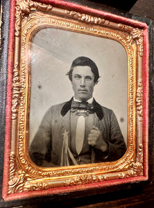 Civil War Tintype Man Wearing Cockade Secession Badge 1860s Photo Political Rare