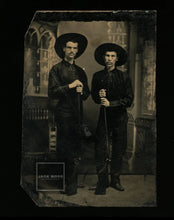 Load image into Gallery viewer, Antique Western Tintype Photo / Armed Cowboys with Rifles &amp; Matching Outfits
