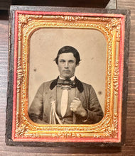 Load image into Gallery viewer, Civil War Era Tintype Man Proudly Wearing Cockade Ribbon
