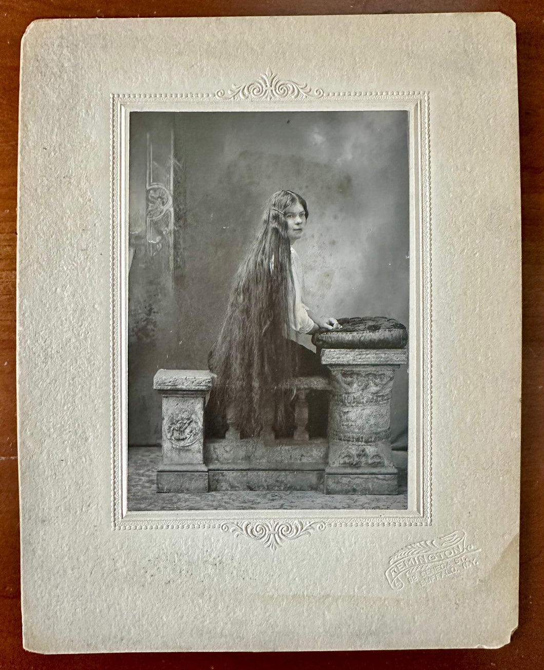 New York Girl with Long Hair Cabinet Photo